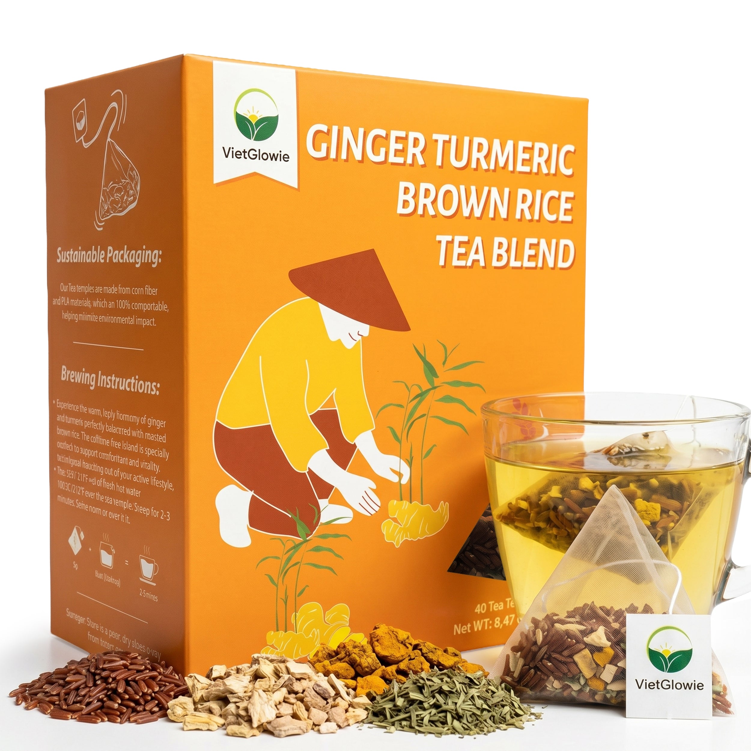 Ginger Turmeric Brown Rice Tea Blend - 40 count