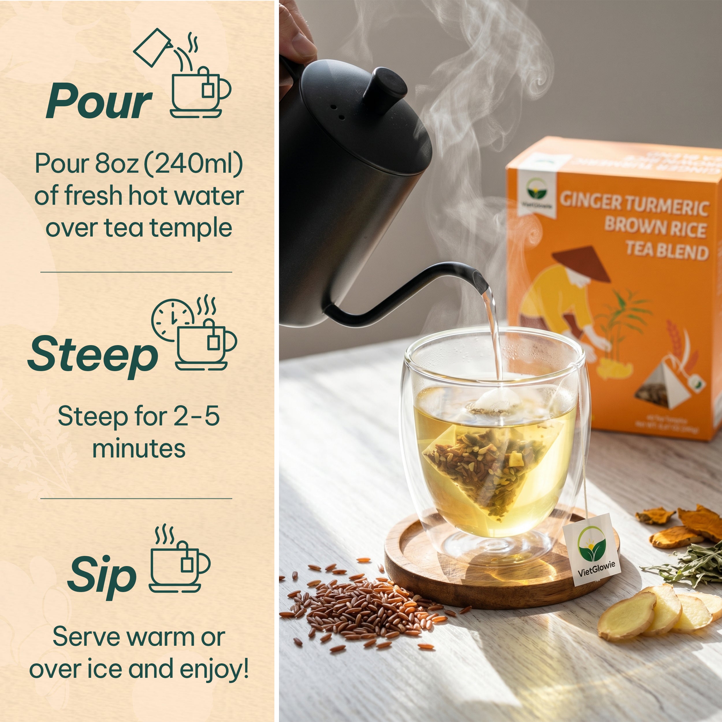 Ginger Turmeric Brown Rice Tea Blend - 40 count