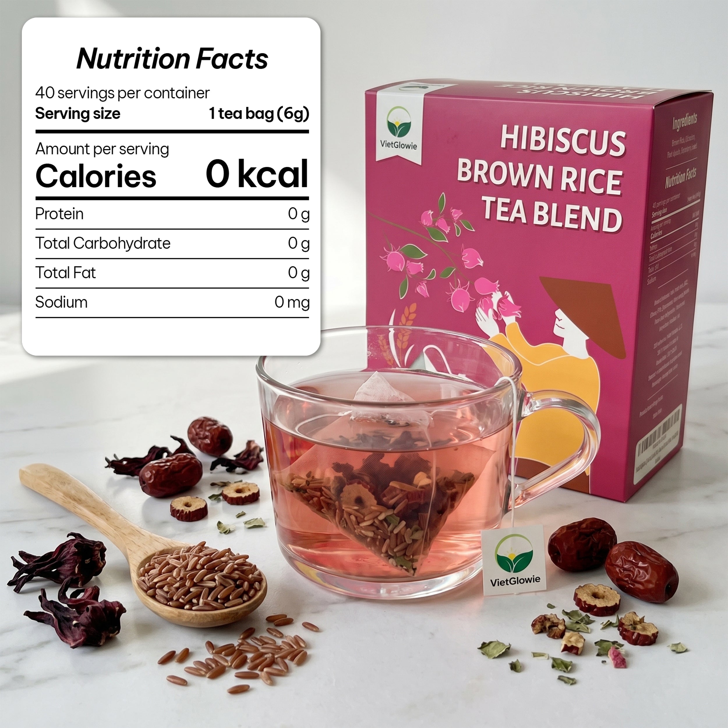Hibiscus Brown Rice Tea Blend - 40 count