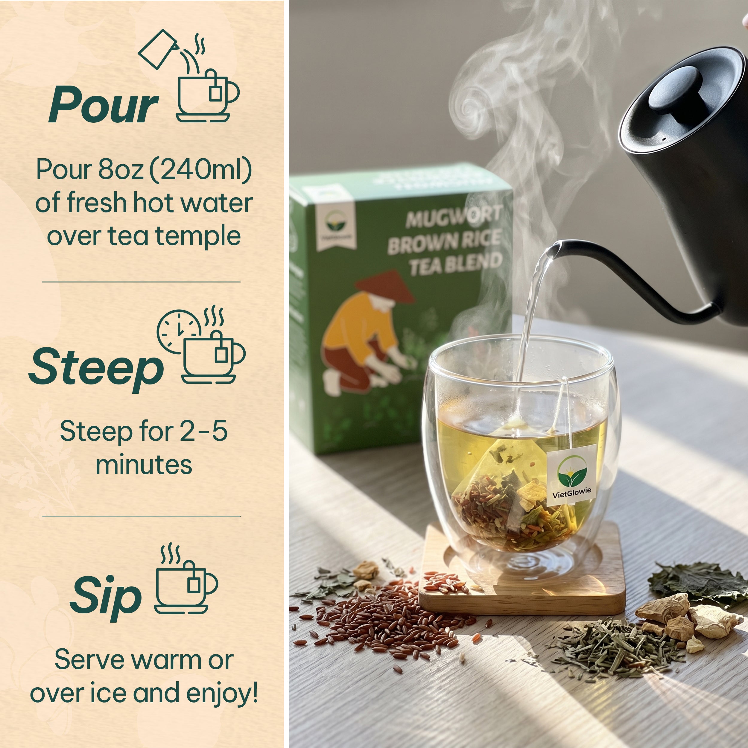 Mugwort Brown Rice Tea Blend - 40 count