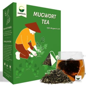 VietGlowie 40 Pyramid Mugwort Tea Bags – 100% Pure Dried Artemisia Herb for Circulation & Grounding Wellness, Caffeine-Free, 1.5g Each, Brew 8oz